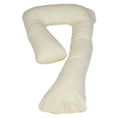 Zwangerschapskussen - Voedingskussen - 100% katoen - 235 cm - crème met crème ruitjespatroon