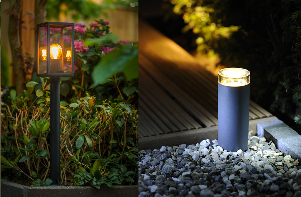 Buitenlamp in de tuin met een schemer of bewegingssensor